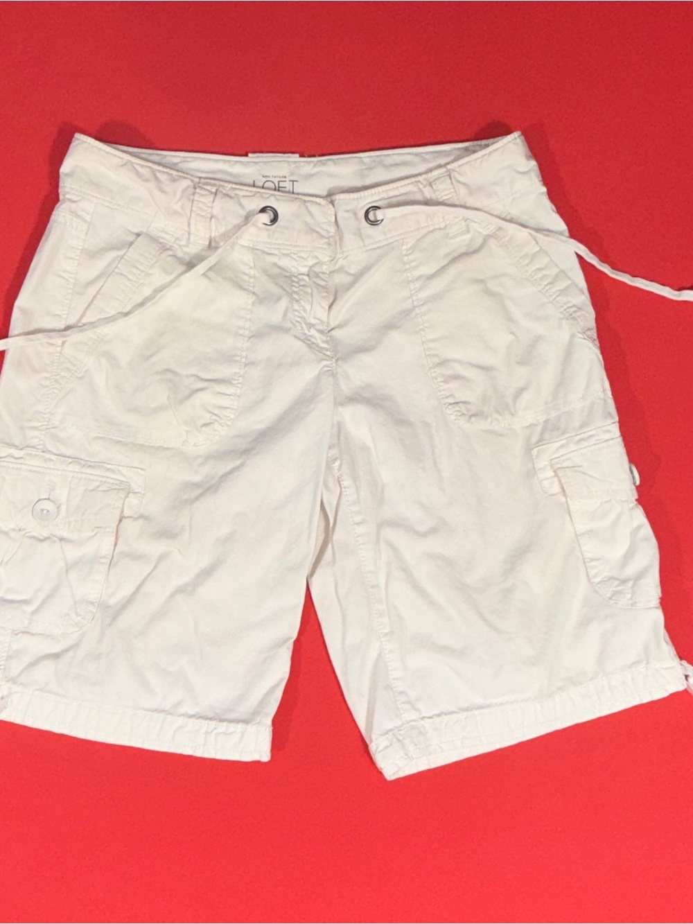 LOFT Men's White Cargo Drawstring Shorts - Lightweight Casual - Picture 2 of 5